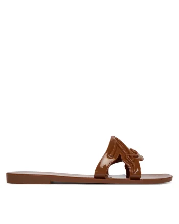 Papuci dama,  piele ecologica, maro