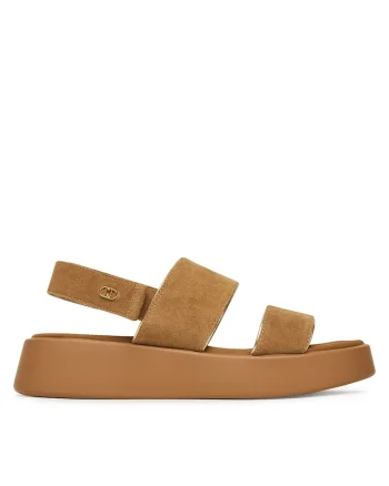Sandale dama,  piele naturala, velcro, maro