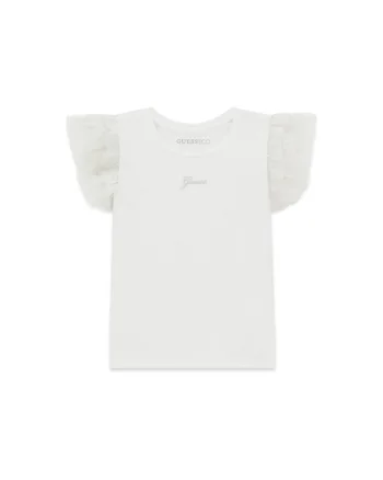 Tricou copii,  bumbac, alb, pentru fete,