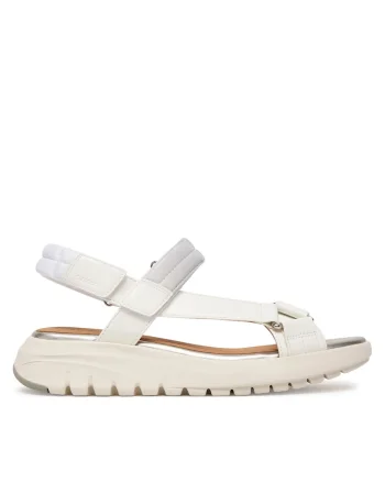 Sandale dama,  piele ecologica, alb, sistem inchidere Velcro
