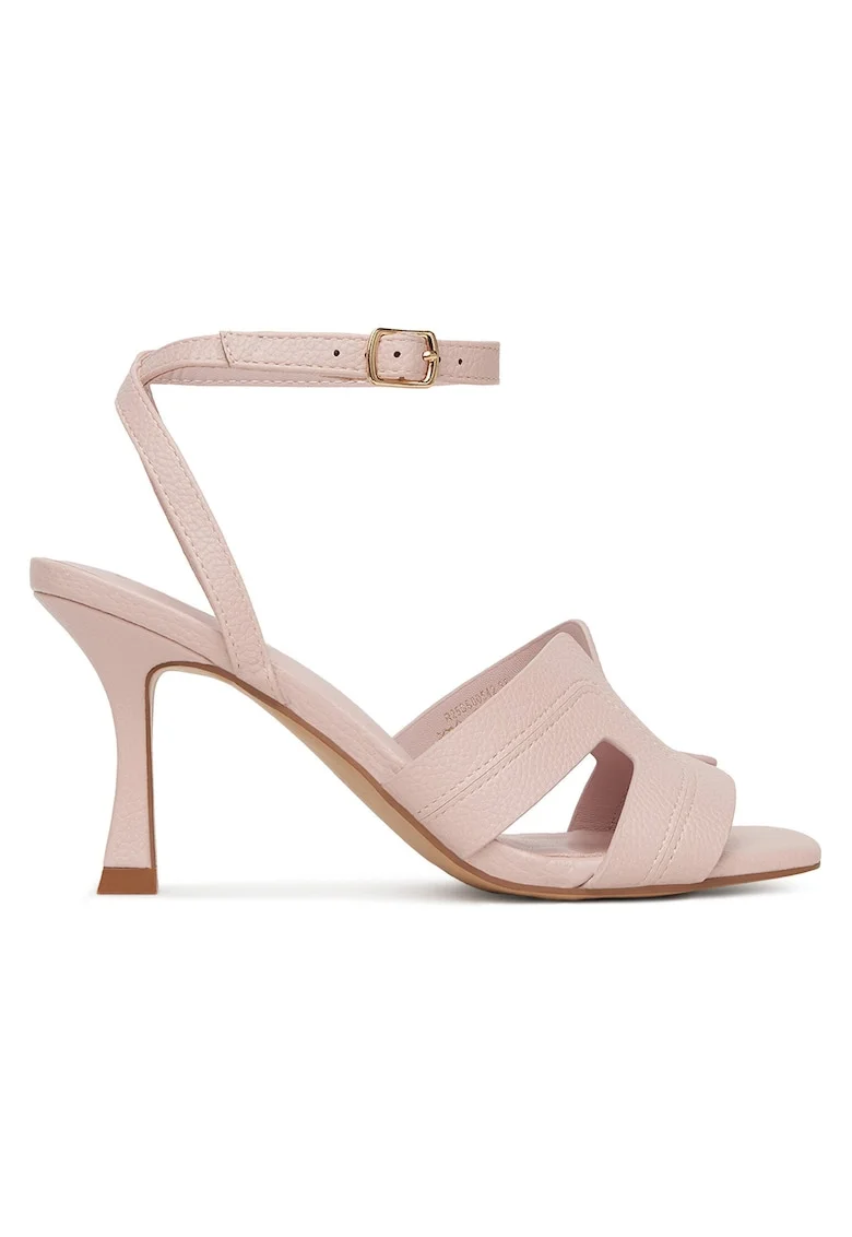 Sandale dama,  piele ecologica, roz, toc con