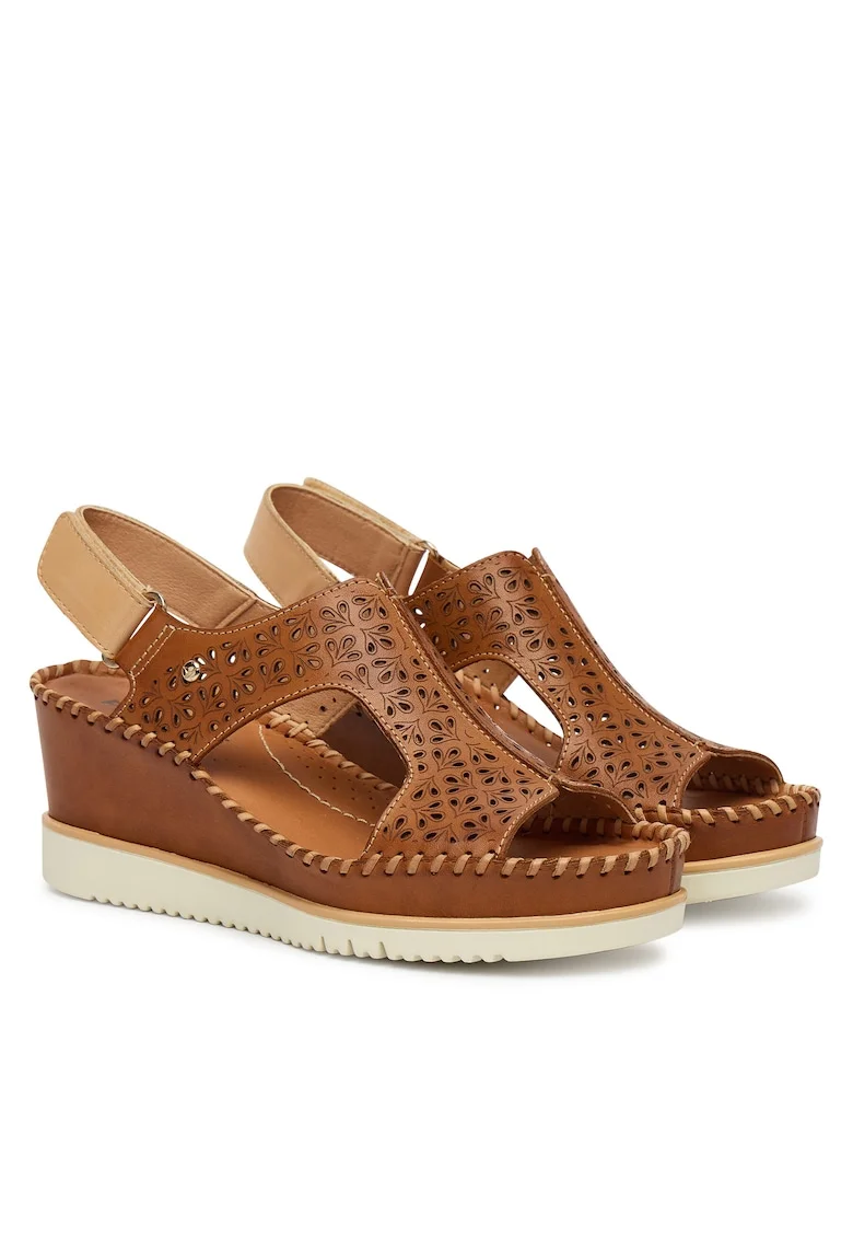 Sandale dama,  piele naturala, maro, sistem inchidere Velcro