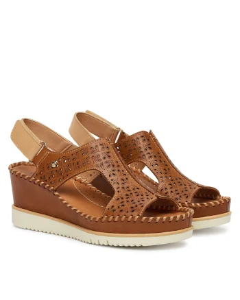 Sandale dama,  piele naturala, maro, sistem inchidere Velcro