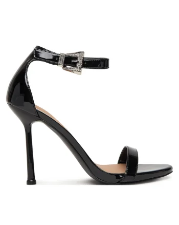 Sandale dama,  stiletto, negru, piele ecologica