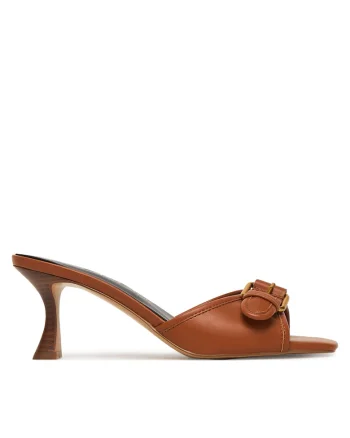 Sandale dama,  piele ecologica, stiletto, maro