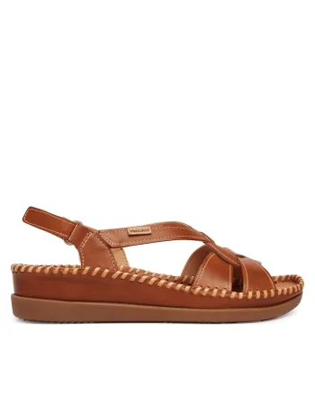 Sandale de dama,  piele naturala, maro, sistem inchidere Velcro