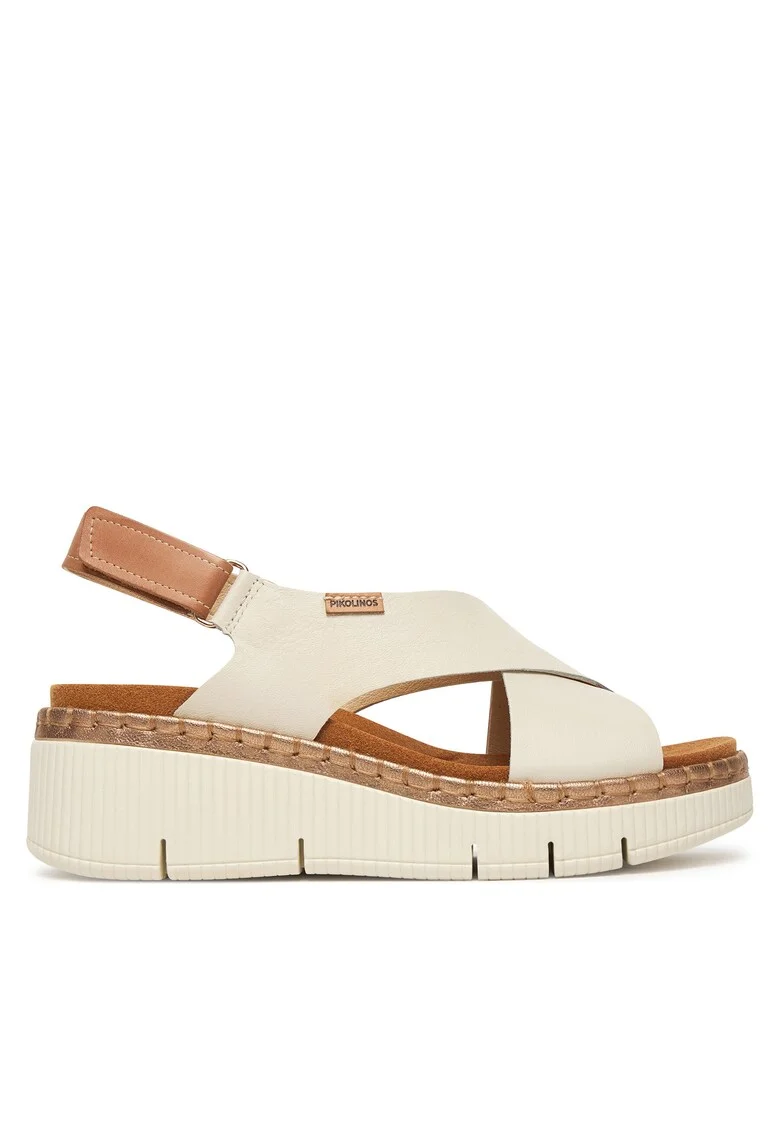 Sandale femei,  piele naturala, alb, sistem inchidere Velcro