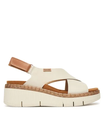 Sandale femei,  piele naturala, alb, sistem inchidere Velcro
