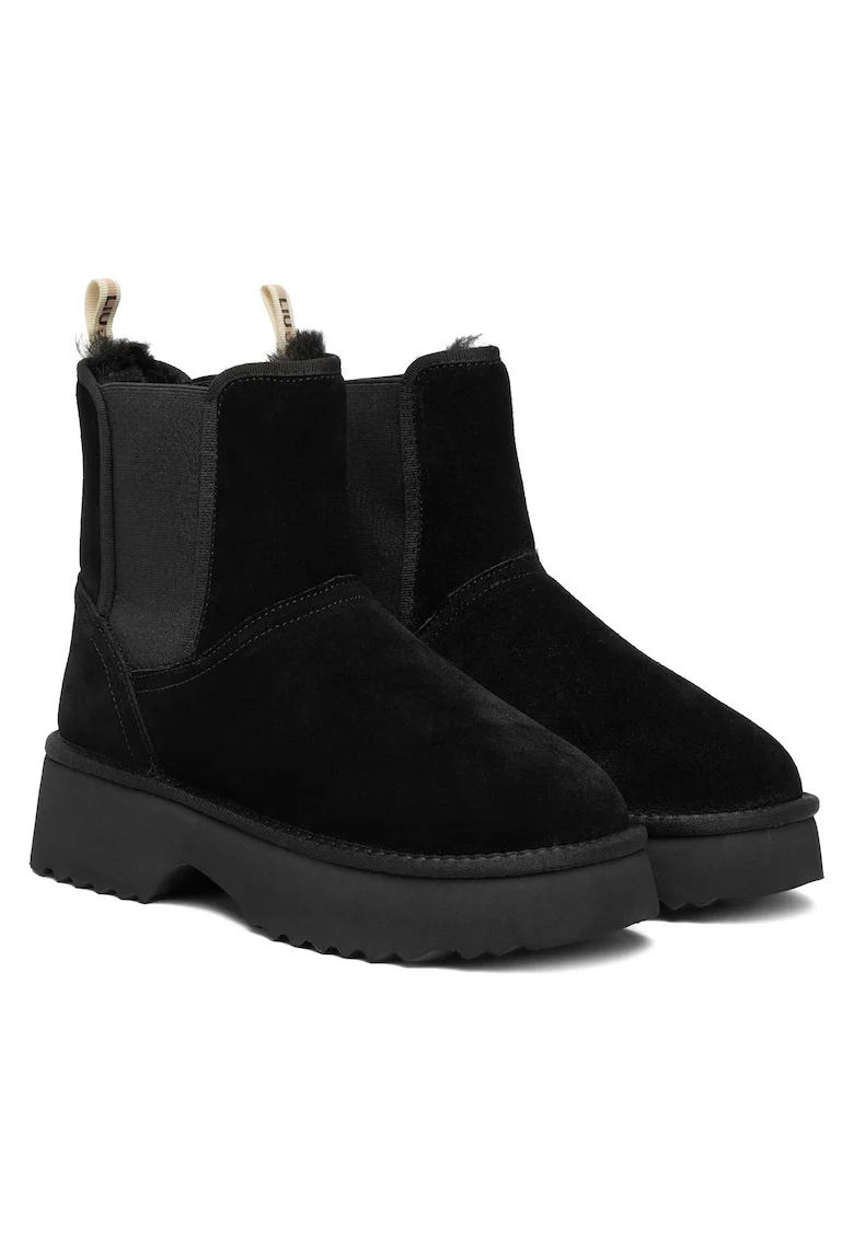 Cizme dama,  piele naturala, negru, blana sintetica