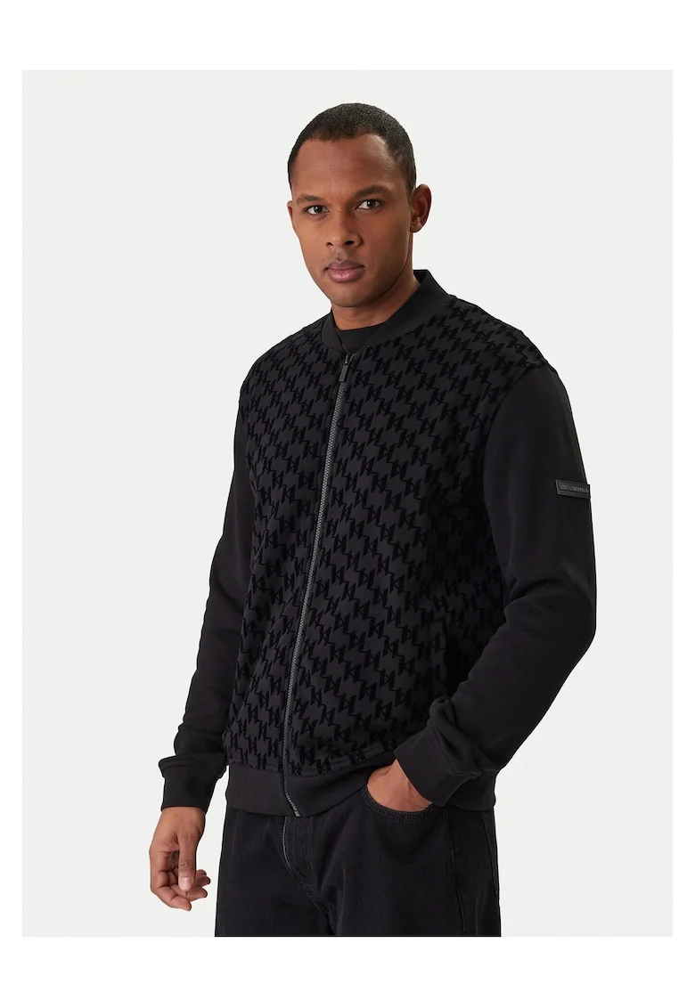 Hanorac barbati,  fermoar, negru, bumbac