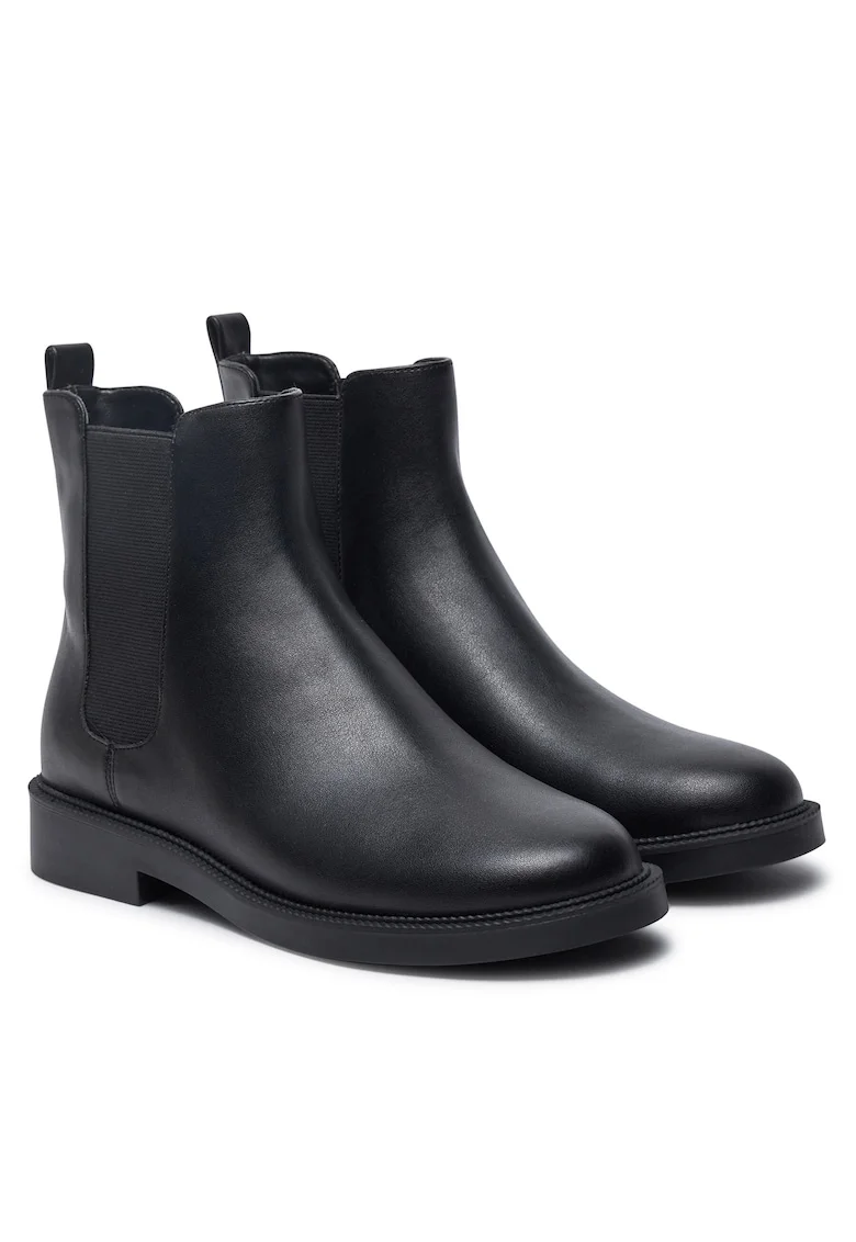 Botine de dama,  piele ecologica, negru,