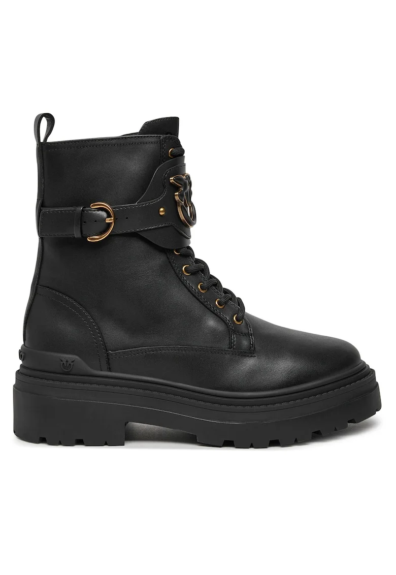 Ghete dama,  piele naturala, fermoar, negru,
