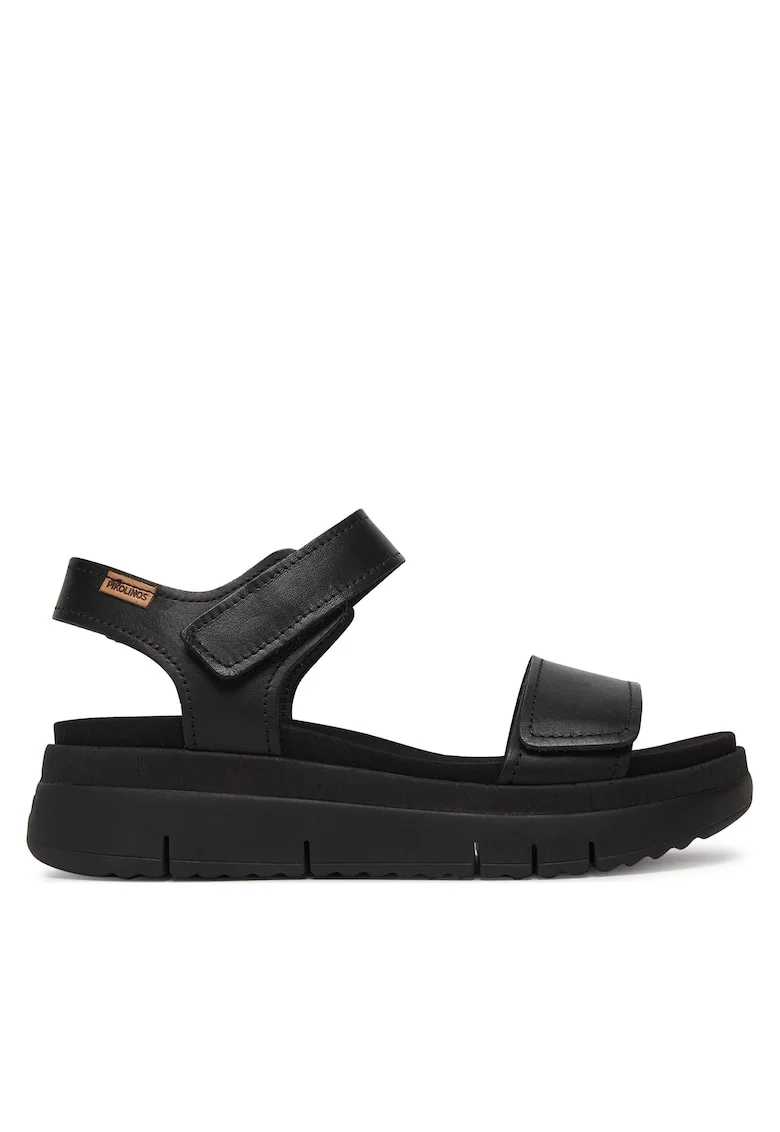 Sandale de dama,  piele naturala, negru, sistem inchidere Velcro