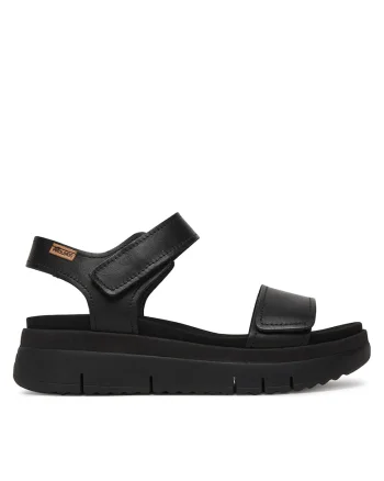 Sandale de dama,  piele naturala, negru, sistem inchidere Velcro