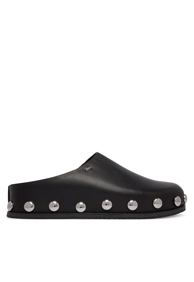 Papuci dama,  40R6HLFP1L, piele naturala, negru