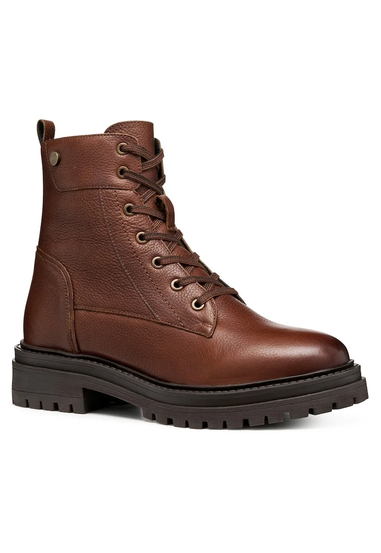 Ghete dama,  piele naturala, fermoar, maro