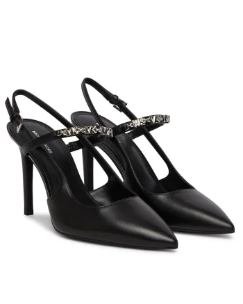 Pantofi dama,  stiletto, negru, piele naturala