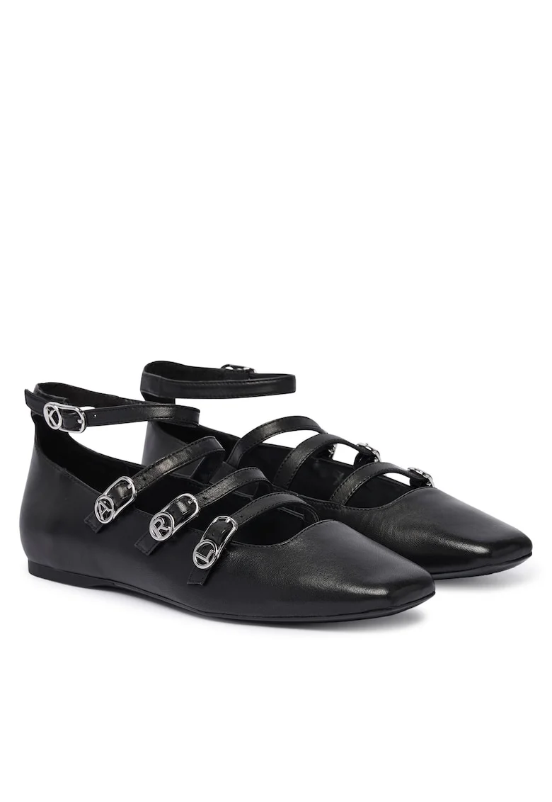 Balerini dama,  piele naturala, negru