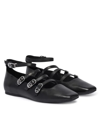 Balerini dama,  piele naturala, negru