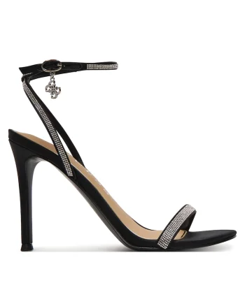 Sandale dama,  piele ecologica, toc stiletto, negru