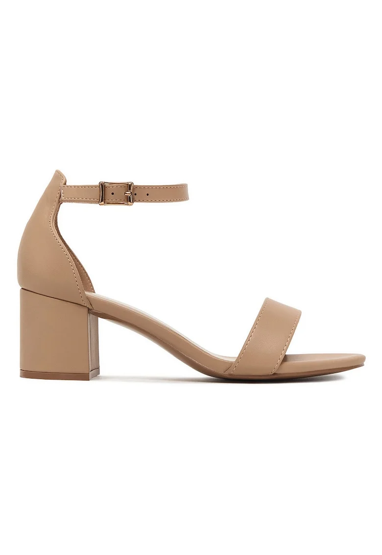 Sandale dama,  piele ecologica, toc bloc, bej
