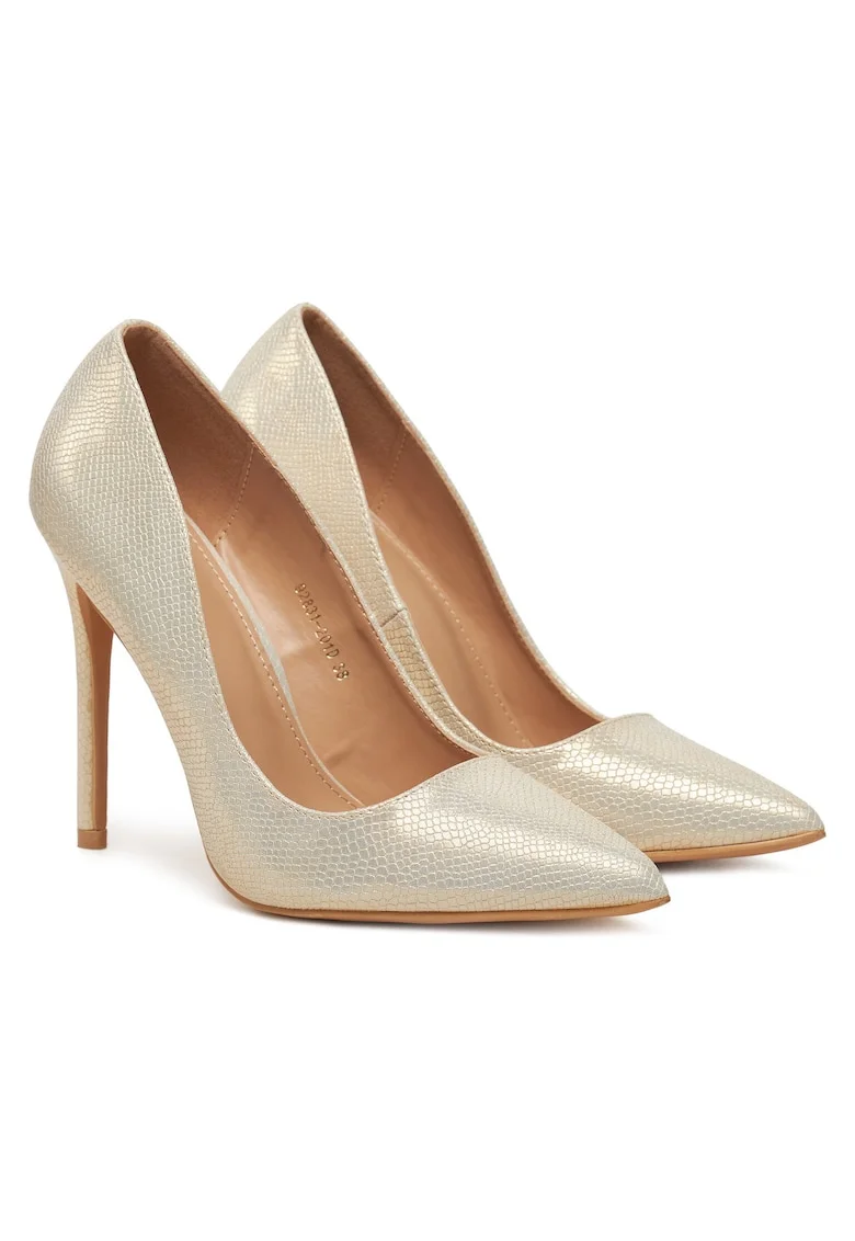 Pantofi dama,  stiletto, bej, piele ecologica