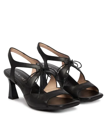 Sandale dama,  piele naturala, negru, toc clasic