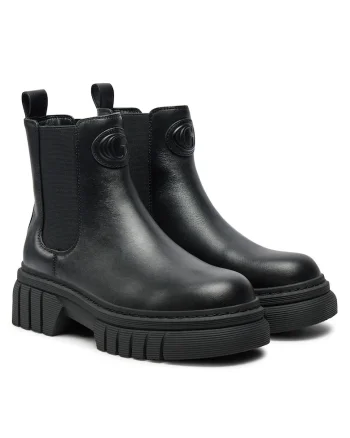Botine  piele naturala, negru
