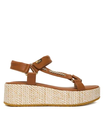 Sandale dama,  piele naturala, maro/bej