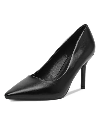 Pantofi dama,  toc stiletto, negru, sintetic