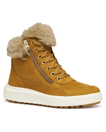 Ghete dama,  piele naturala, galben, impermeabile, cu fermoar,
