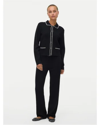 Cardigan dama,  negru, 50% viscoza, 28% poliester reciclat