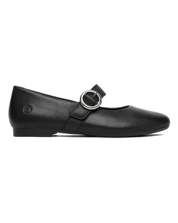 Balerini dama,  piele naturala, negru, catarama eleganta