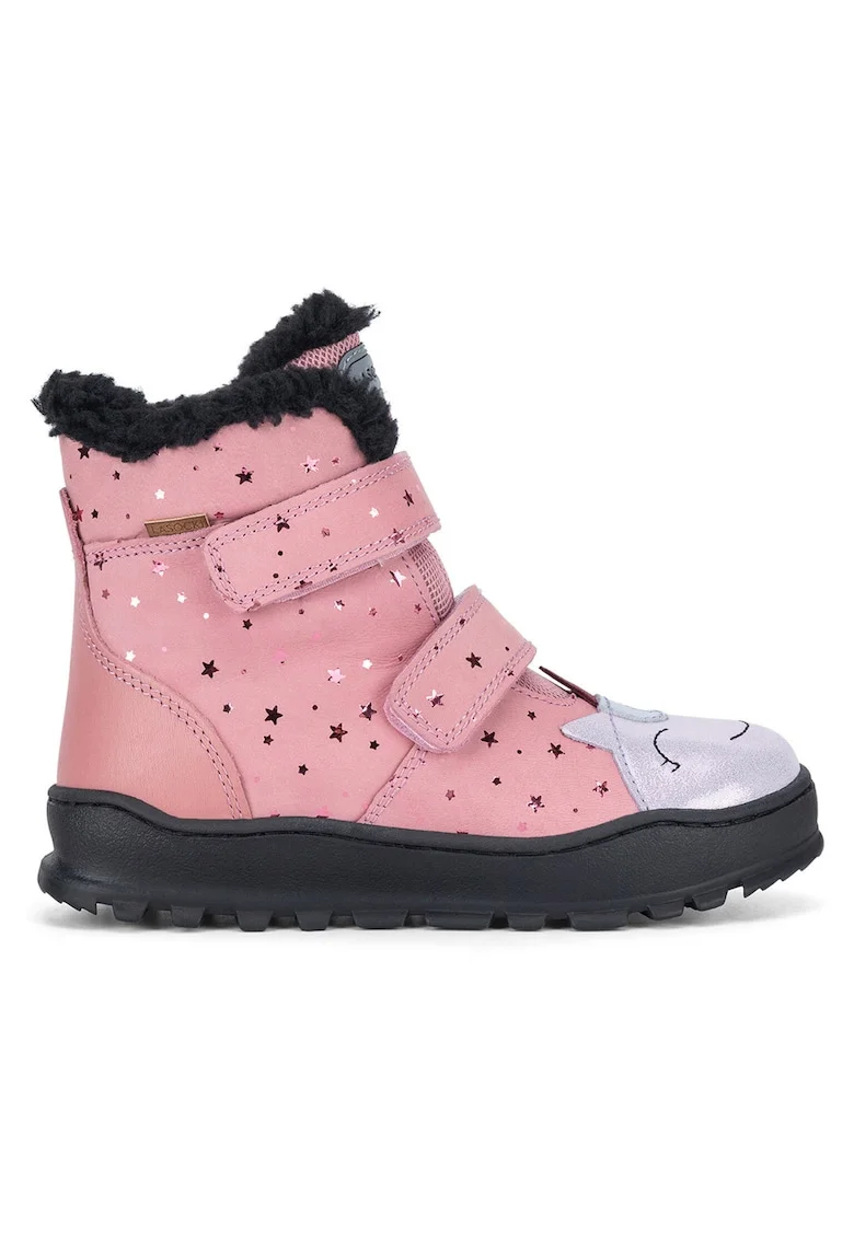 Ghete pentru fete,  piele naturala, roz, sistem inchidere Velcro,
