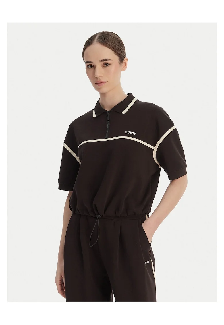 Tricou dama,  supradimensionat, maro, poliester/bumbac/modal/lyocell/elastan