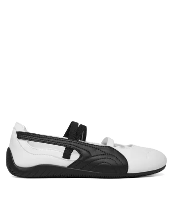 Balerini dama 406144,  Piele naturala, Alb/Negru