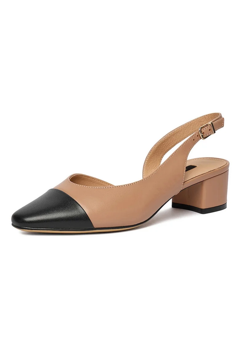 Pantofi dama,  piele naturala, bej/negru