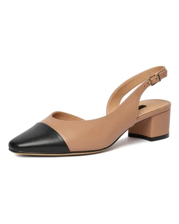 Pantofi dama,  piele naturala, bej/negru