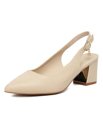 Pantofi dama,  clasic, bej, piele naturala