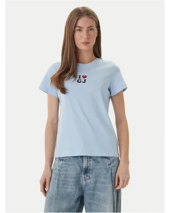 Tricou dama,  bumbac/elastan, albastru/alb