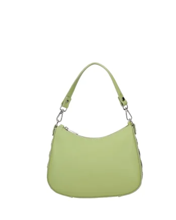 Geanta de piele cu bareta si nituri, Verde deschis