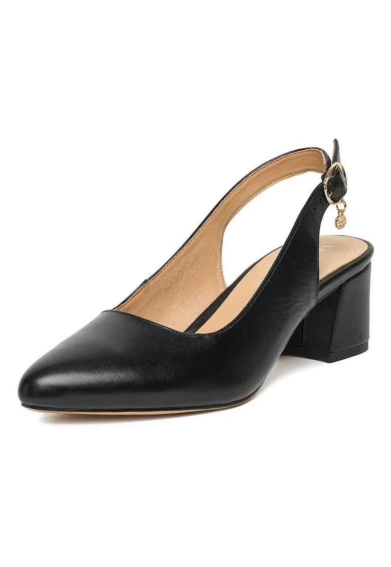 Pantofi dama,  piele naturala, negru, toc clasic