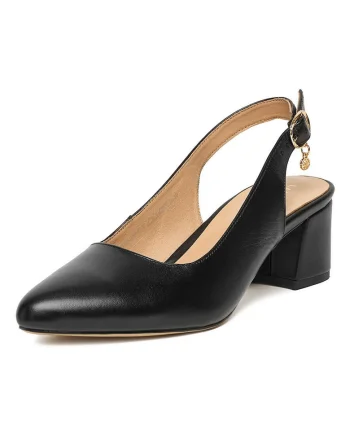 Pantofi dama,  piele naturala, negru, toc clasic
