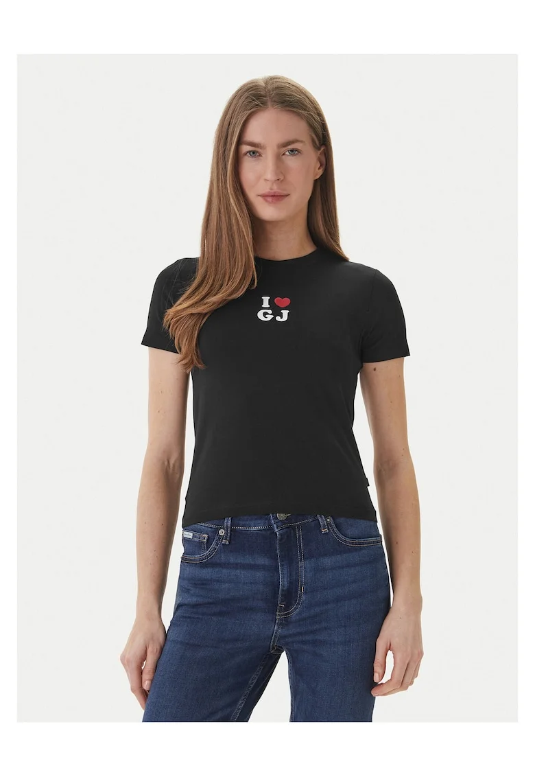 Tricou dama,  bumbac/elastan, slim fit, negru