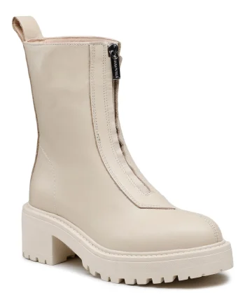 Botine de dama,  piele naturala, bej,
