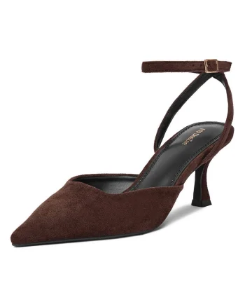 Pantofi dama,  textil, maro