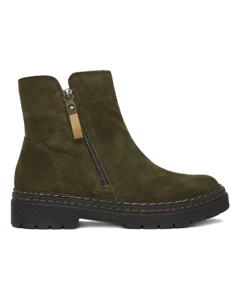 Botine dama,  piele naturala, fermoar, verde,