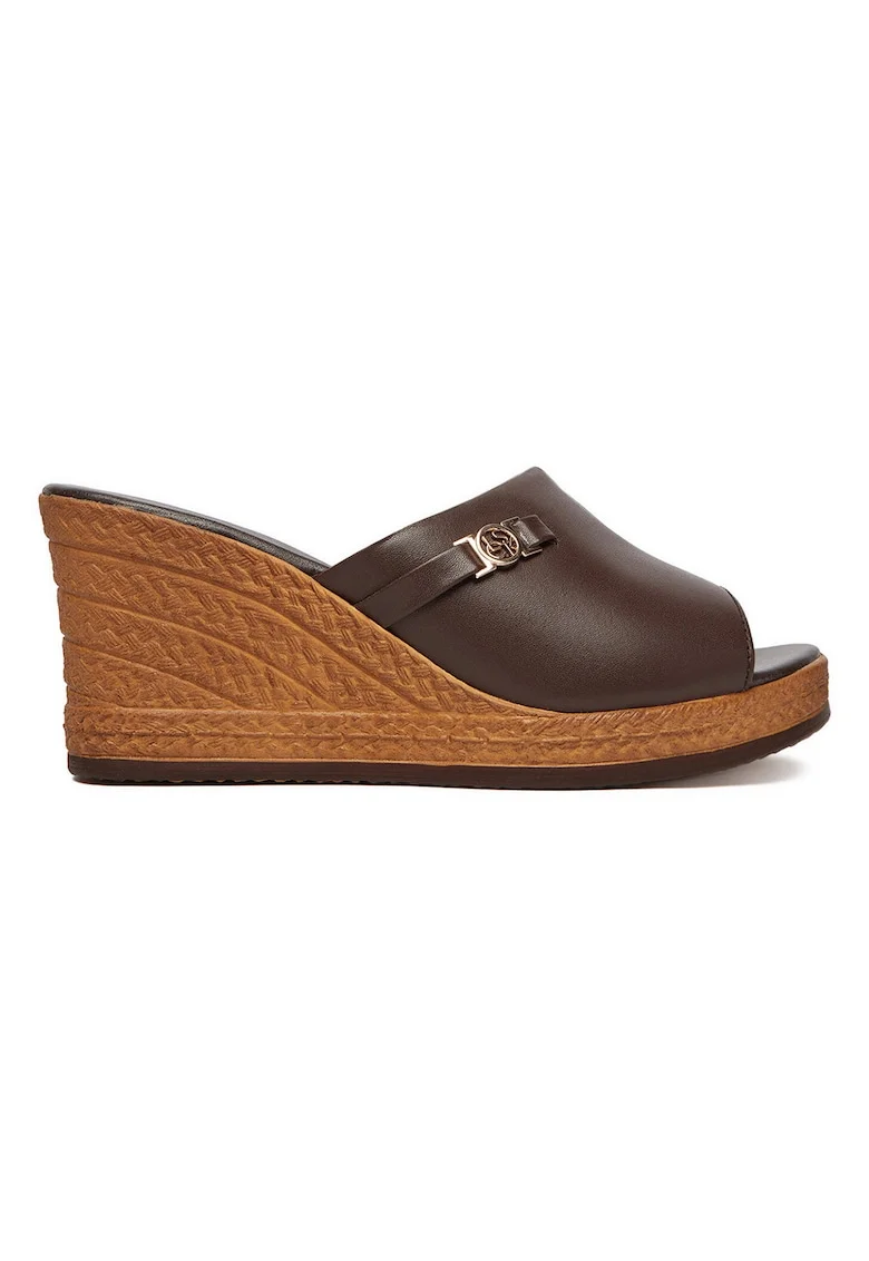 Papuci eleganti dama,  piele naturala, platforma, maro