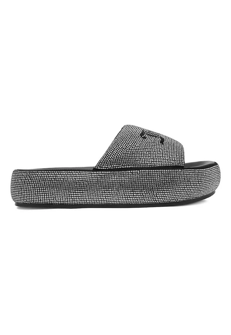 Papuci dama,  negru, platforma, strasuri