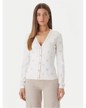 Cardigan dama,  alb, 72% viscoza, 28% poliester,